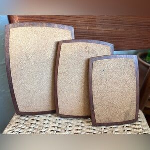 Vintage Mid Century Modern Teak & Cork Trivets (Set of 3) | Japan | MCM Hot Pads